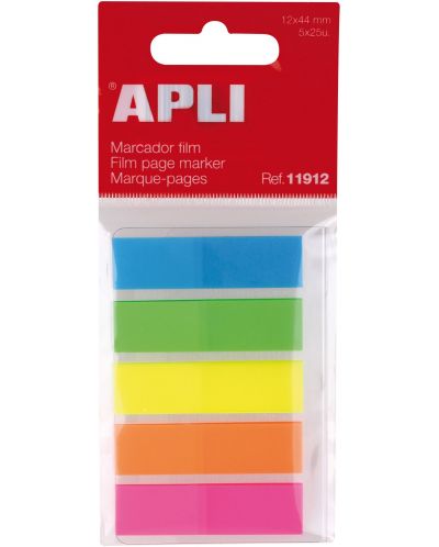 Прозрачни индекси Apli - 5 неонови цвята, 12 х 45 mm - 1