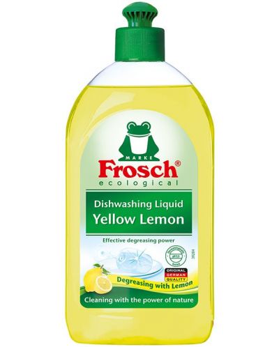 Препарат за миене на съдове Frosch - Жълт лимон, 500 ml - 1