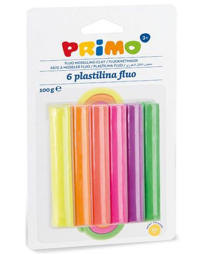 Комплект пластилин Primo - Fluo, 6 цвята - 1
