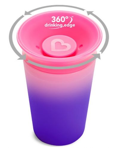Преходна чаша Munchkin - Miracle 360° Colour Change, 255 ml, розова - 4