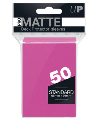 Протектори за карти Ultra Pro - PRO-Matte Standard Size, Bright Pink (50 бр.) - 1