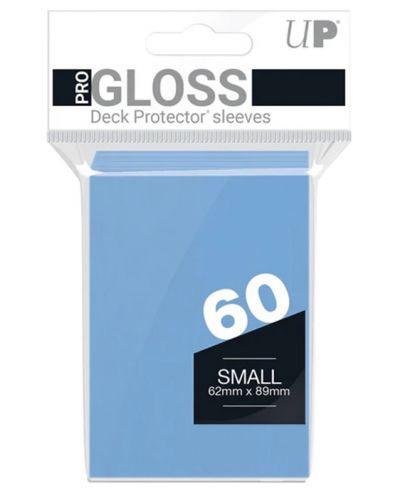 Протектори за карти Ultra Pro - PRO-Gloss Small Size, Light Blue (60 бр.) - 1