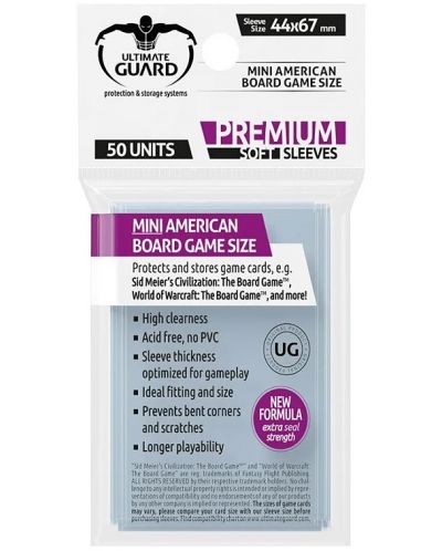 Протектори за карти Ultimate Guard Premium Sleeves Mini American (50 бр.) - 1