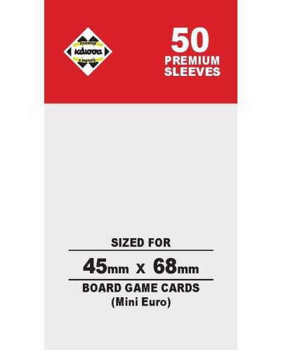 Протектори за карти Kaissa Premium Sleeves 45 x 68 (Mini Euro) - 50 бр. - 1