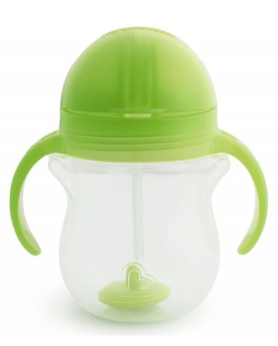 Преходна чаша с дръжки Munchkin - Click Lock Weighted Straw, зелена - 2