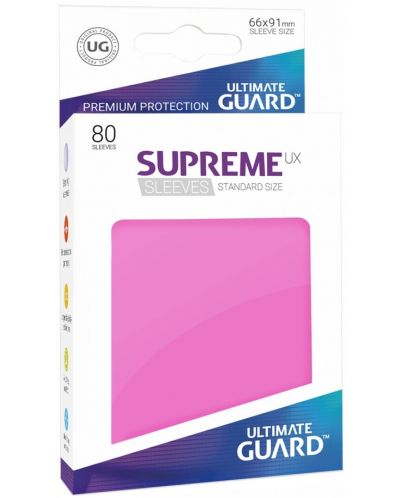 Протектори за карти Ultimate Guard Supreme UX Sleeves - Standard Size, Pink (80 бр.) - 1