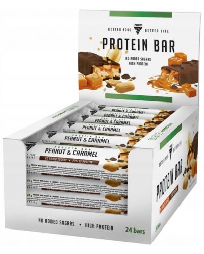 Protein Bar, фъстъчено масло и карамел, 24 броя, Trec Nutrition - 1