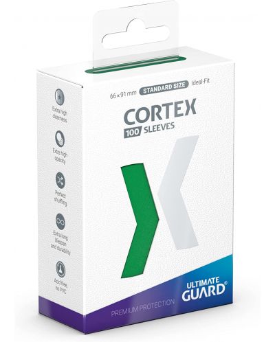 Протектори за карти Ultimate Guard Cortex Sleeves Standard Size, зелени (100 бр.) - 1