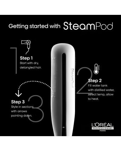 Преса за коса L’Oréal Professionnel - Steampod 4.0, 180-210ºC, бяла - 6