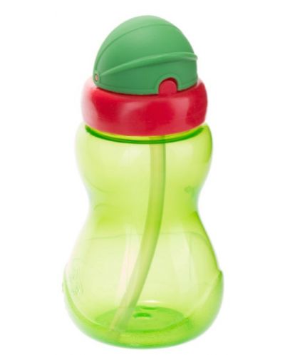 Преходно шише със сламка и капаче Canpol - Зелено, 270 ml - 1