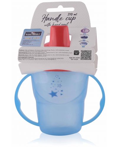 Преходна чаша с дръжки и твърд накрайник Lorelli Baby Care - 210 ml, Синя  - 2
