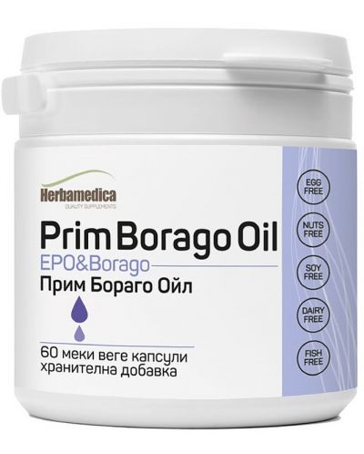 Prim Borago Oil, 60 капсули, Herbamedica - 1