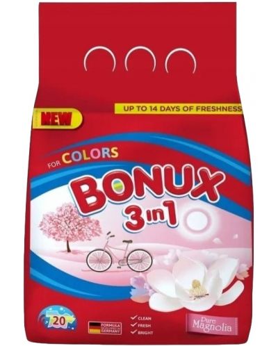 Прах за пране 3 in 1 Bonux - Color Pure Magnolia, 20 пранета - 1