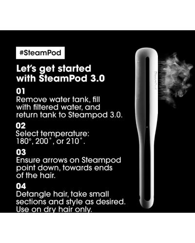 Преса за коса L’Oréal Professionnel - Steampod 3.0, 180-210ºC, бяла - 9
