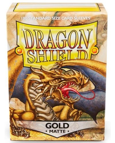 Протектори за карти Dragon Shield - Matte Sleeves Standard Size, Gold (100 бр.) - 1