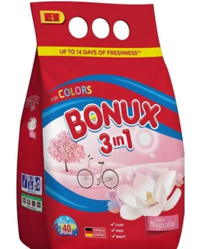 Прах за пране 3 in 1 Bonux - Color Pure Magnolia, 40 пранета - 1