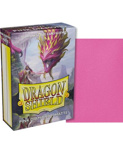 Протектори за карти Dragon Shield Diamond Sleeves - Small Matte Pink (60 бр.) - 2