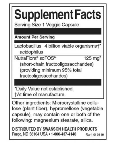 ProLacto Acidophilus, 60 растителни капсули, Swanson - 2