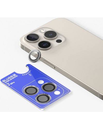 Протектори за камера Blueo - Sapphire Crystal, iPhone 15 Pro, сив - 2