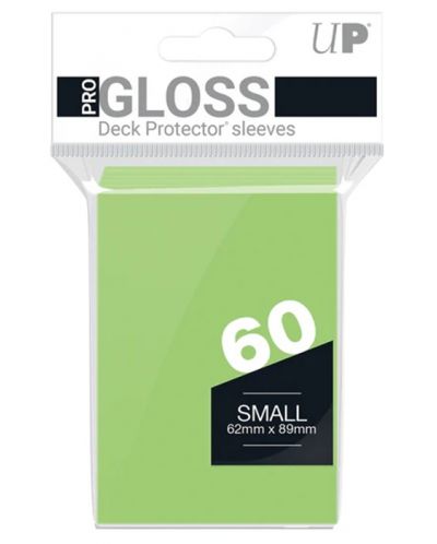 Протектори за карти Ultra Pro - PRO-Gloss Small Size, Lime Green (60 бр.) - 1