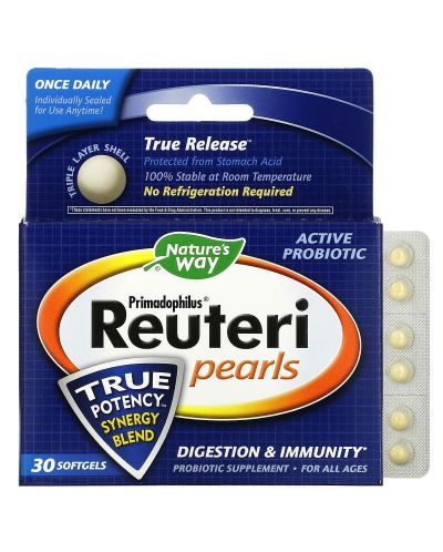 Primadophilus Reuteri pearls, 13 mg, 30 капсули, Nature’s Way - 1