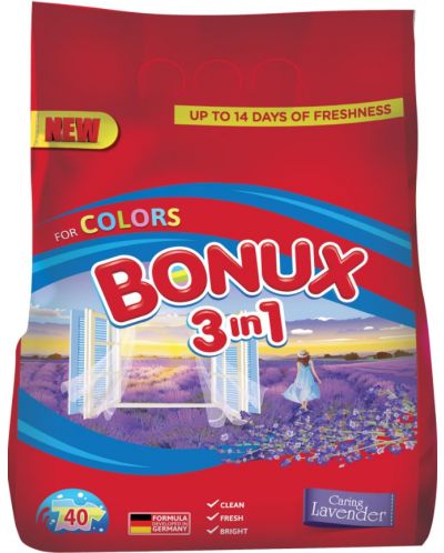 Прах за пране 3 in 1 Bonux - Color Caring Lavender, 40 пранета - 1