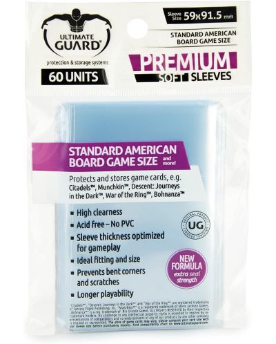 Протектори за карти Ultimate Guard for Board Game Cards Standard American (60 бр.) - 1