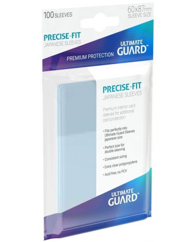 Протектори Ultimate Guard Precise-Fit Sleeves - Japanese Size, прозрачни, 100 броя - 1