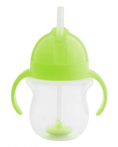 Преходна чаша с дръжки Munchkin - Click Lock Weighted Straw, зелена - 1