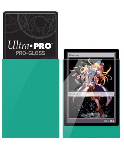 Протектори за карти Ultra Pro - PRO-Gloss Small Size, Aqua (60 бр.) - 2