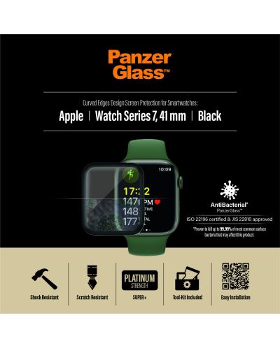 Стъклен протектор PanzerGlass - AntiBact, Apple Watch 7, 41 mm - 2