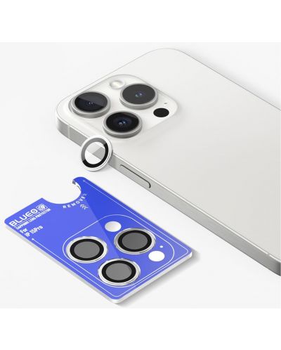 Протектори за камера Blueo - Sapphire Crystal, iPhone 15 Pro Max, сребрист - 2