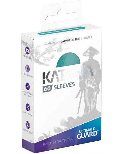 Протектори за карти Ultimate Guard Katana Sleeves Japanese Size - Turquoise (60 бр.) - 1
