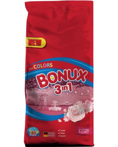 Прах за пране 3 in 1 Bonux - Color Radiant Rose, 80 пранета - 1