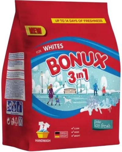 Прах за пране 3 in 1 Bonux - White Ice Fresh, 7 пранета - 1