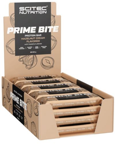 Prime Bite Протеинови барове, лешников крем, 20 броя, Scitec Nutrition - 1