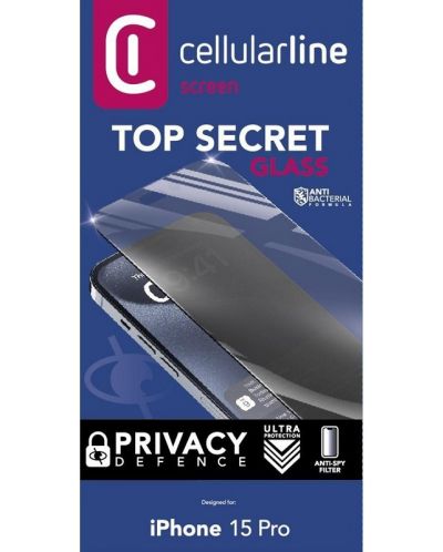 Стъклен протектор Cellularline - Top Secret, iPhone 15 Pro - 4