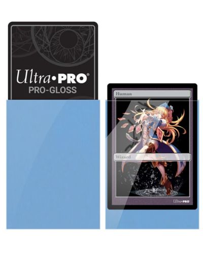 Протектори за карти Ultra Pro - PRO-Gloss Small Size, Light Blue (60 бр.) - 2