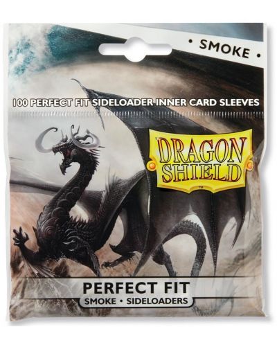 Протектори за карти Dragon Shield - Perfect Fit Sideloader Inner Sleeves, Smoke (100 бр.) - 1