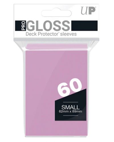 Протектори за карти Ultra Pro - PRO-Gloss Small Size, Pink (60 бр.) - 1