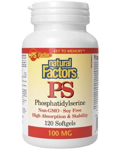 PS Phosphatidylserine, 100 mg, 120 капсули, Natural Factors - 1