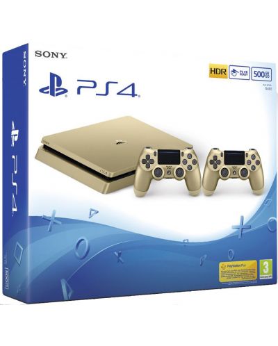 Sony PlayStation 4 Slim 500GB Gold + допълнителен Dualshock 4 Gold контролер - 1