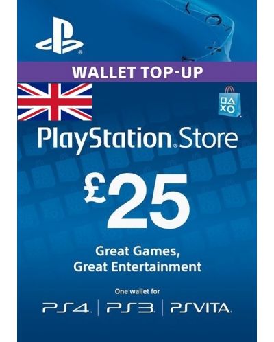 PS Network предплатена карта - £25 (PS3, PS4, PS Vita) - 1