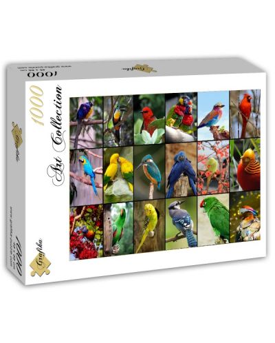 Пъзел Grafika от 1000 части - Колаж с най-красивите птици на света - 1