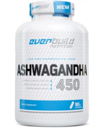 Pure Ashwagandha 450, 450 mg, 90 капсули, Everbuild - 1