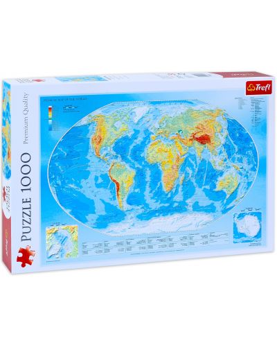 Пъзел Trefl от 1000 части - Физическа карта на света - 1