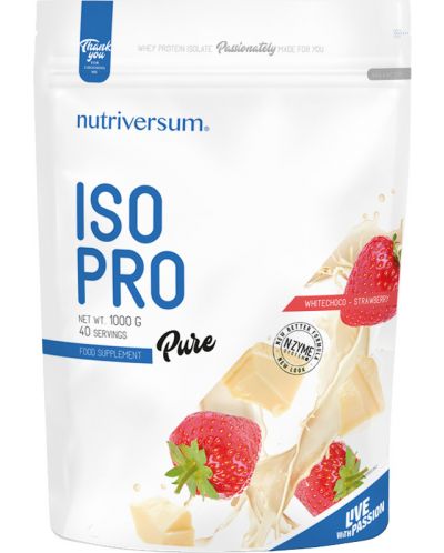 Pure Iso Pro, бял шоколад с ягода, 1000 g, Nutriversum - 1