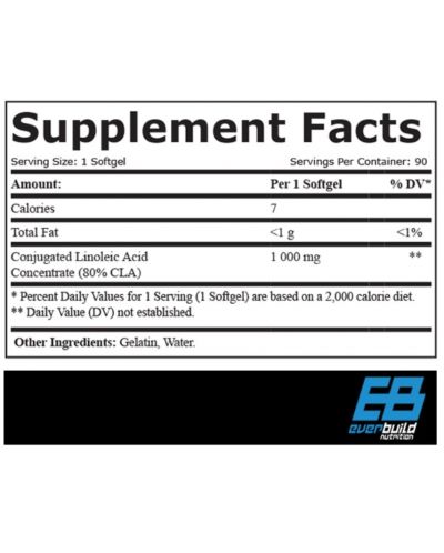 Pure CLA 1000, 1000 mg, 90 капсули, Everbuild - 2