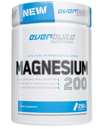 Pure Magnesium 200, 200 mg, 250 таблетки, Everbuild - 1