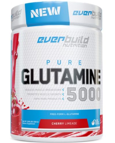 Pure Glutamine 5000, череша и лайм, 300 g, Everbuild - 1